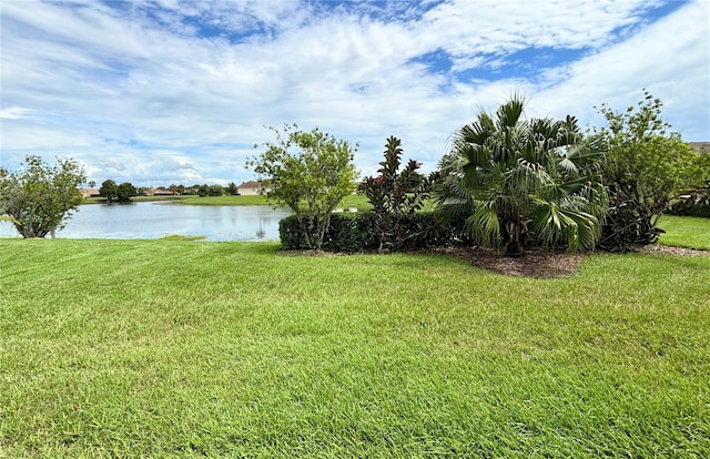 view of yard featuring a water view