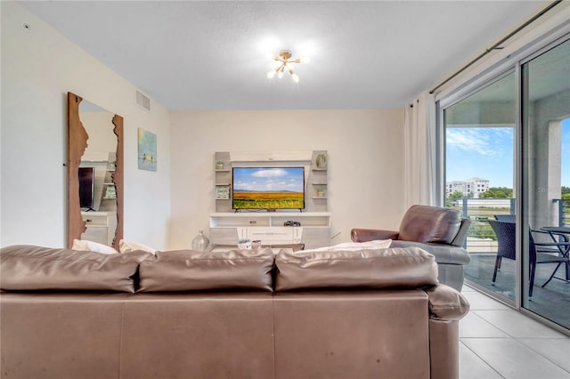 view of tiled living room