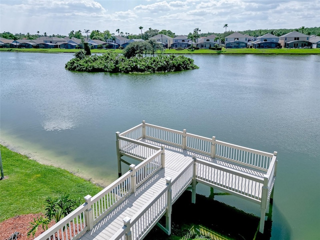 view of dock featuring a water view