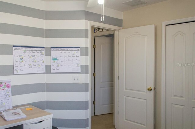 bathroom with ceiling fan