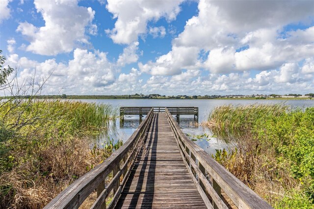 dock area featuring a water view