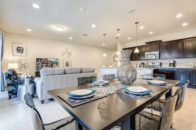 view of tiled dining space