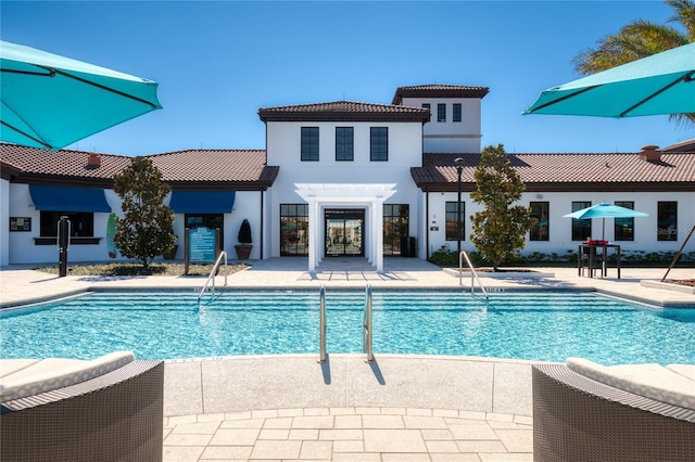 view of swimming pool featuring a patio