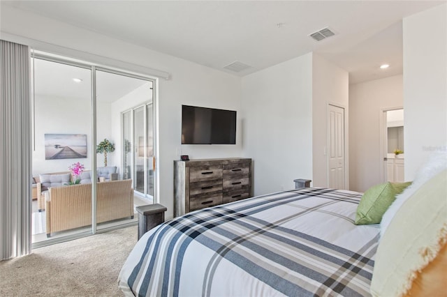 bedroom with a closet and carpet