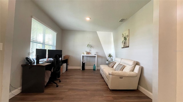 office area featuring hardwood / wood-style flooring