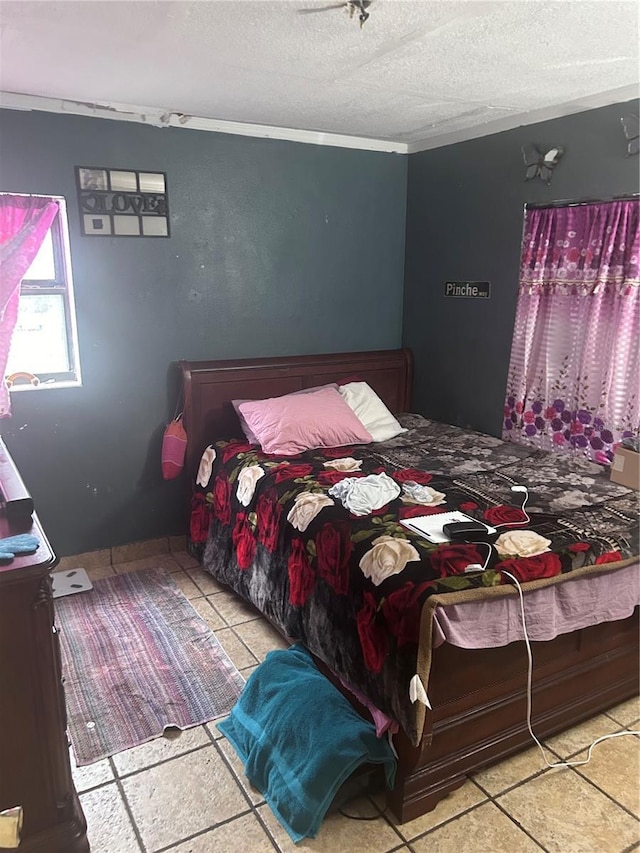 bedroom with a textured ceiling