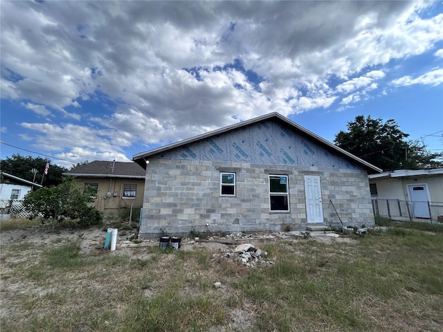 back of property with fence