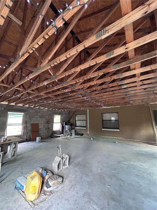 misc room featuring a wealth of natural light and lofted ceiling