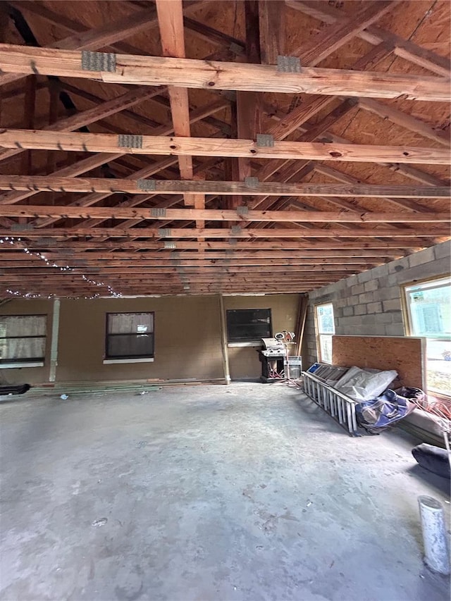 unfinished attic with a wealth of natural light