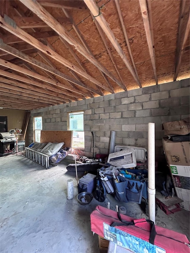 view of unfinished attic