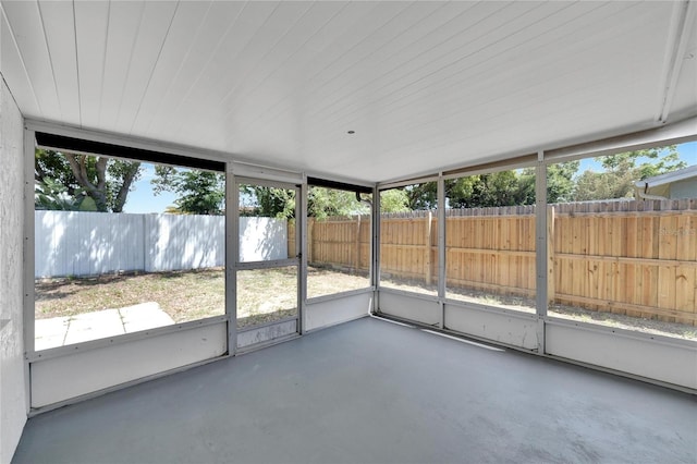 view of unfurnished sunroom