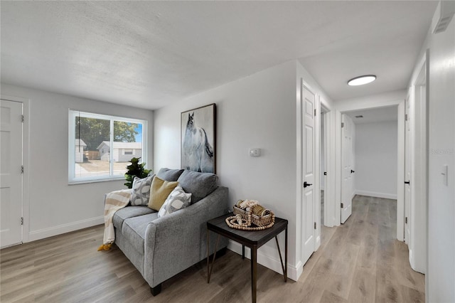 living room with light hardwood / wood-style flooring