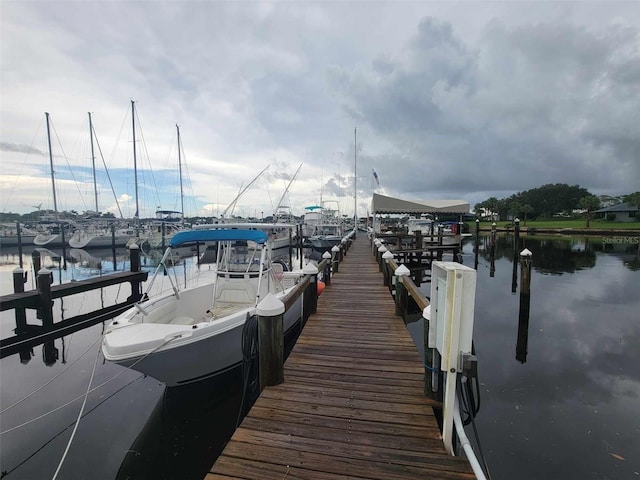 view of dock featuring a water view