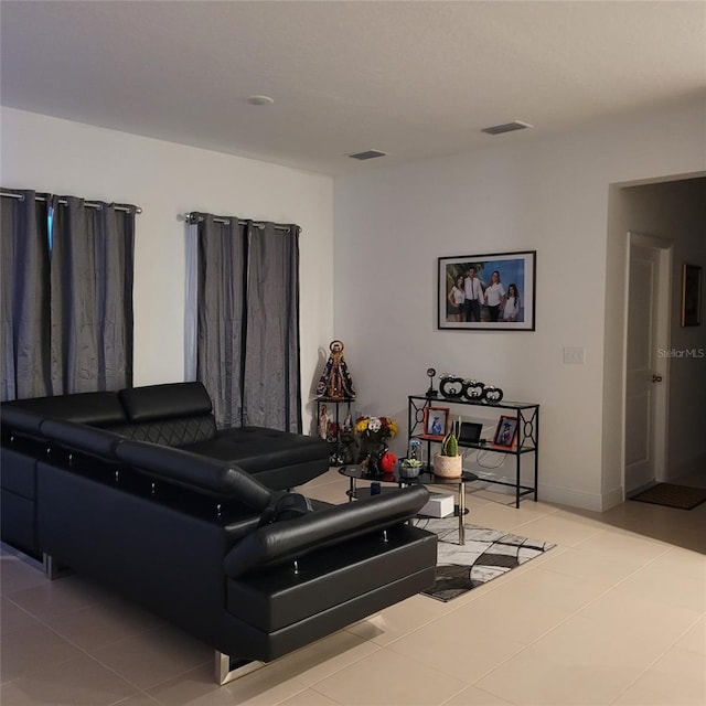 view of tiled living room