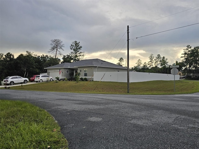 view of front of home with a front yard