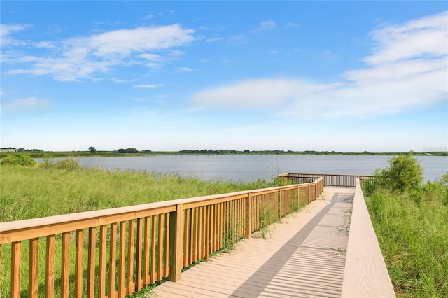 dock area featuring a water view