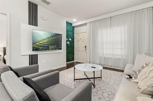 living room with wood-type flooring