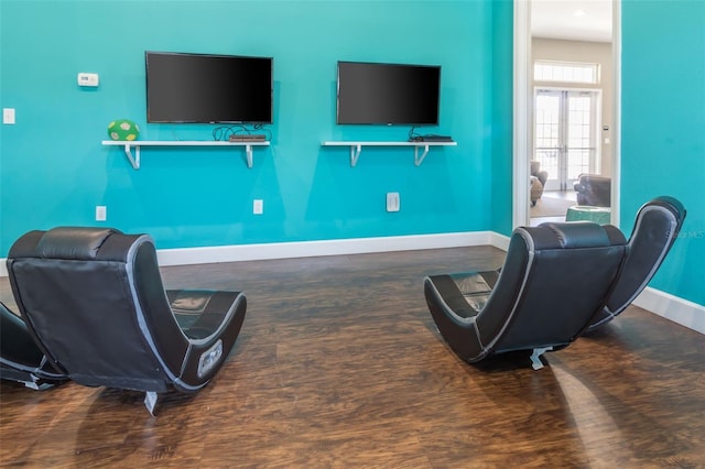 living room with wood-type flooring