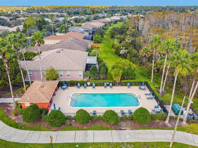 view of swimming pool with a patio area