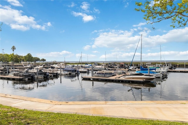 view of dock featuring a water view