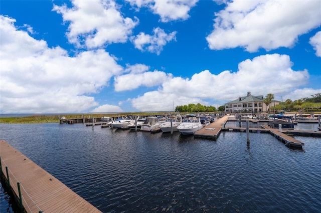 dock area featuring a water view