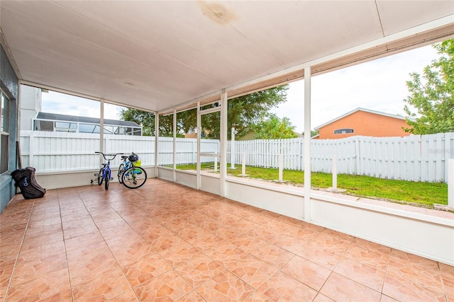 view of unfurnished sunroom