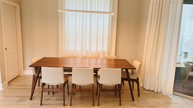 dining area featuring light hardwood / wood-style flooring