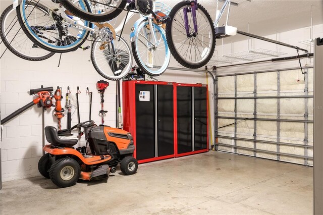 garage with a garage door opener