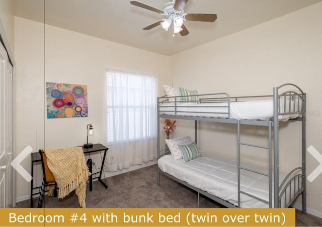 bedroom with carpet and ceiling fan