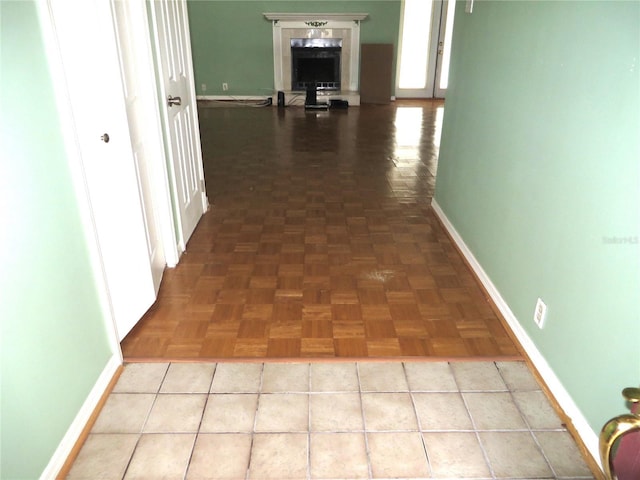 corridor with parquet flooring