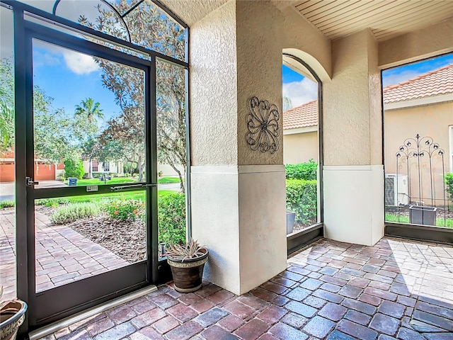 view of unfurnished sunroom