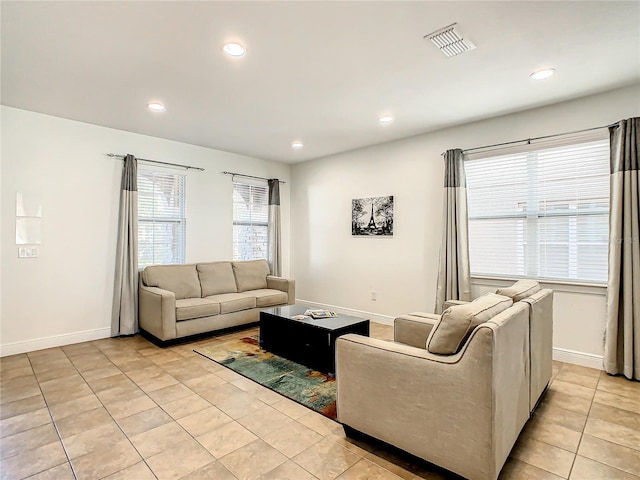 view of tiled living room