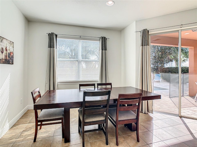 view of tiled dining area