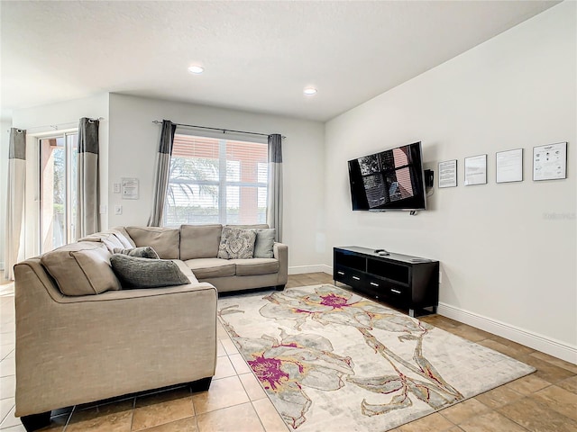 view of tiled living room