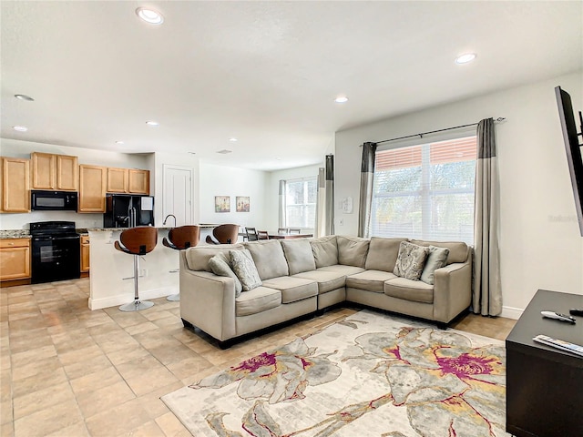 view of tiled living room