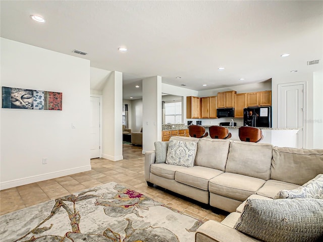 view of tiled living room