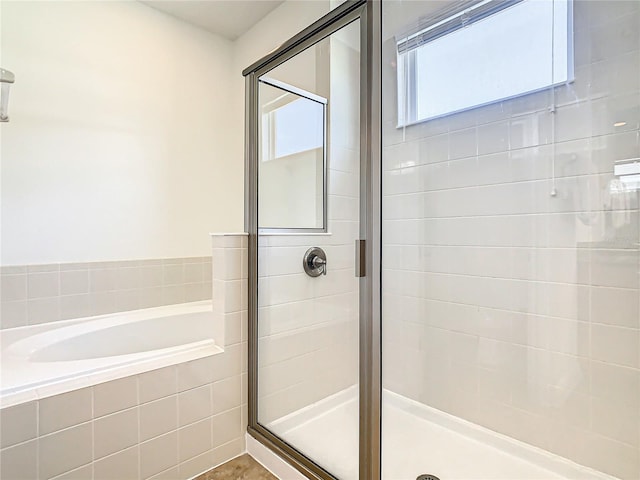 bathroom with plus walk in shower