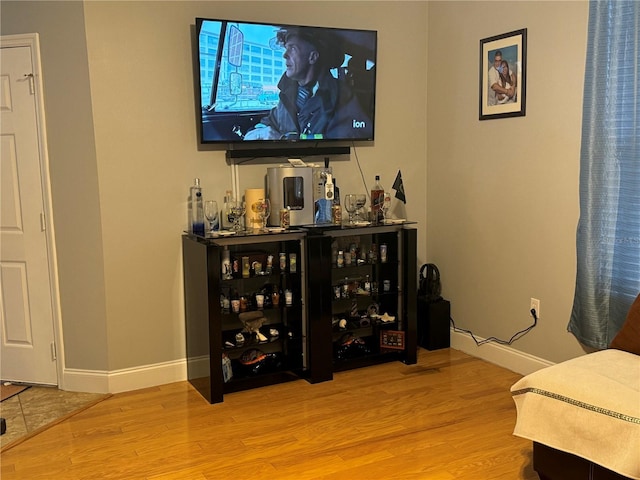 bar featuring light hardwood / wood-style floors