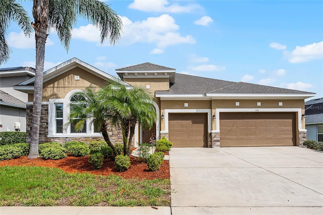 view of front of house with a garage