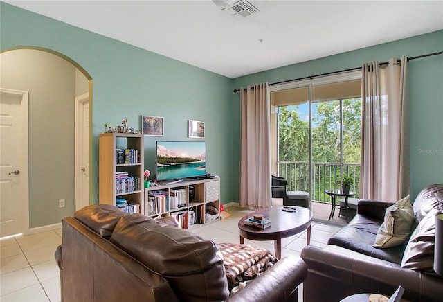 view of tiled living room