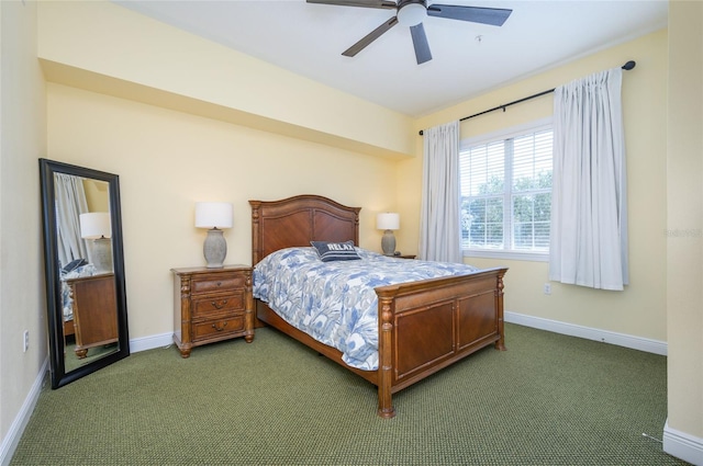 bedroom featuring carpet and ceiling fan