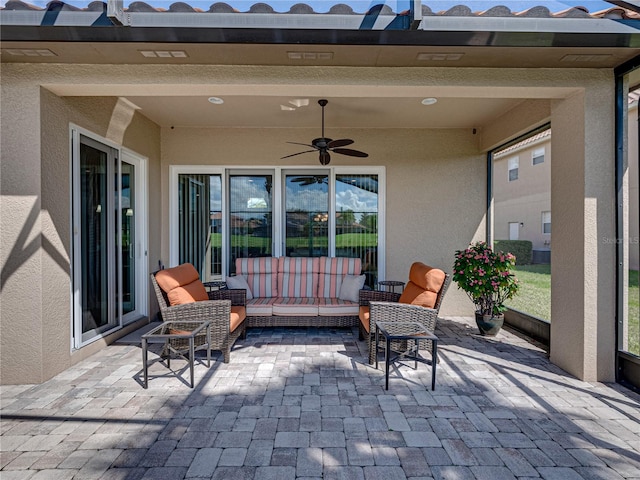 view of patio with ceiling fan