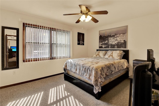 bedroom featuring carpet and ceiling fan