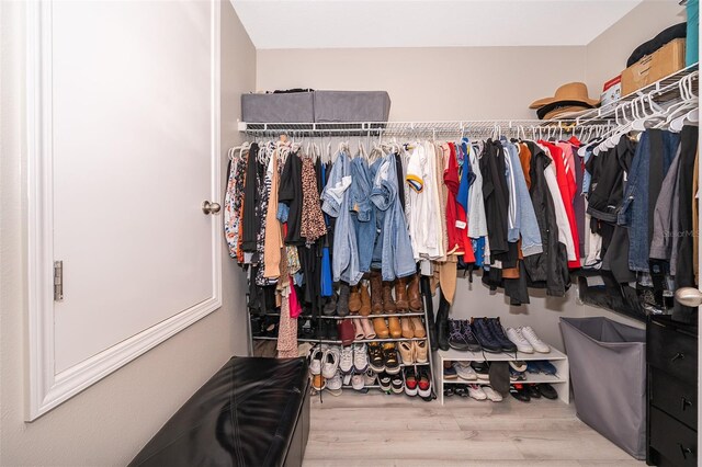 walk in closet featuring wood-type flooring