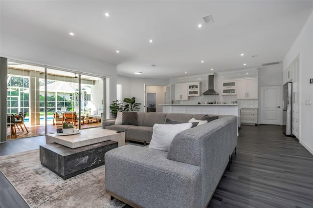 2228 Valrico Forest Dr, Valrico, FL 33594 - living room with dark hardwood / wood-style floors