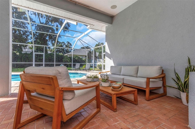 2228 Valrico Forest Dr, Valrico, FL 33594 - view of patio / terrace with outdoor lounge area and a lanai
