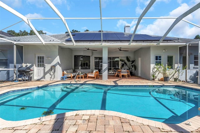 2228 Valrico Forest Dr, Valrico, FL 33594 - view of pool featuring ceiling fan, a lanai, and a patio area