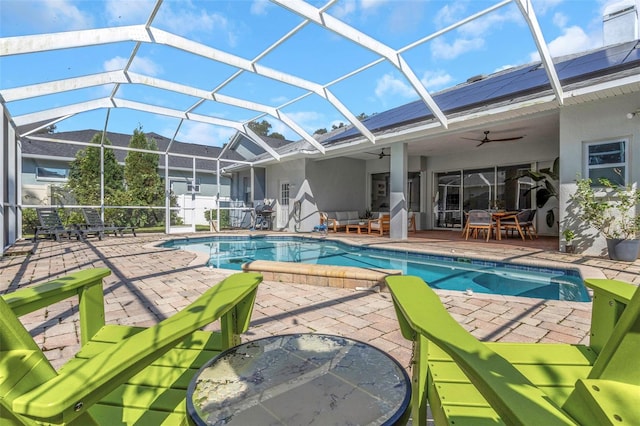 2228 Valrico Forest Dr, Valrico, FL 33594 - view of swimming pool with ceiling fan, a lanai, and a patio area