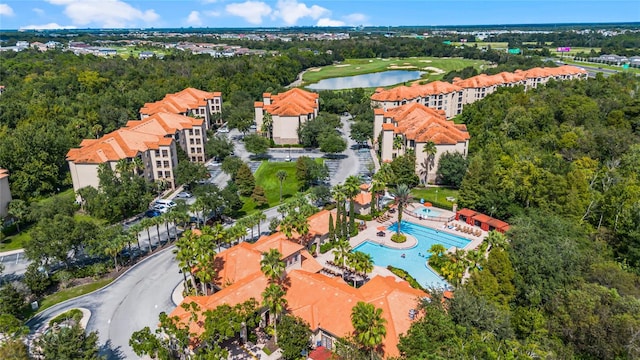 bird's eye view featuring a water view