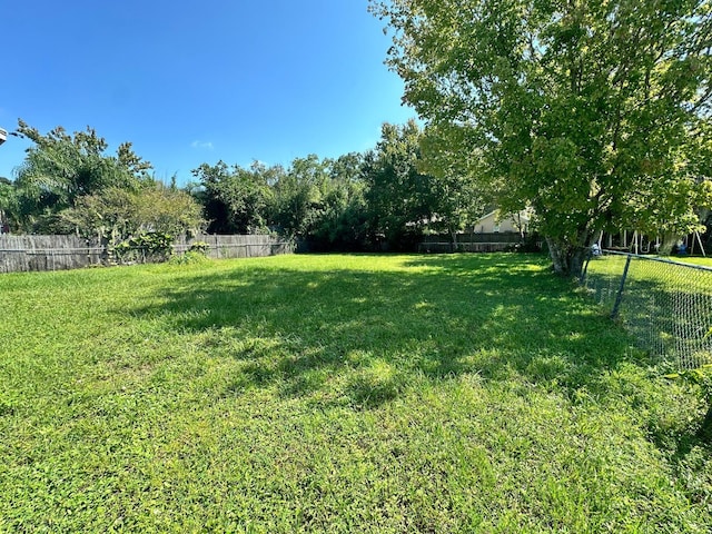 view of yard featuring a fenced backyard